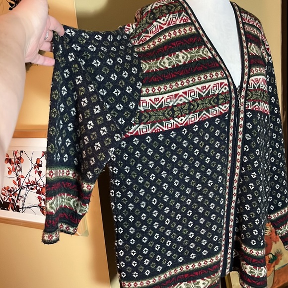 CABELLAS Size 2X NORDIC Ski Zipper Cardigan V-Neck Sweater Longline Cozy - Picture 2 of 16